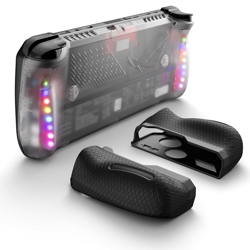 jsaux RGB Transparent Back Plate Compatible with ROG Ally X, ROG Ally X Case Accessories with Silicone Grip and Cooling Module, DIY Replacement Shell - Image 1